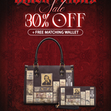 "Poe's Library" Ashen Black Small Leather Handbag Deal