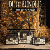 "Poe's Library" Ashen Black The Signature Duo Bundle (Small Leather Handbag)