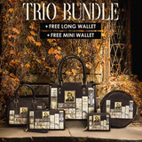 "Poe's Library" Ashen Black The Signature Trio Bundle (Small Leather Handbag)