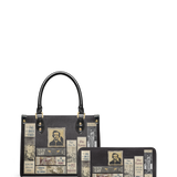 "Poe's Library" Ashen Black Small Leather Handbag Deal