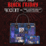 "Poe's Library" Midnight Ink Leather Handbag Deal