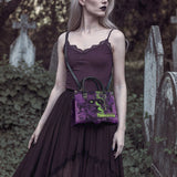 "Frankenstein" Lablight Violet - Black Interior - Small Leather Handbag - CLEAROUT