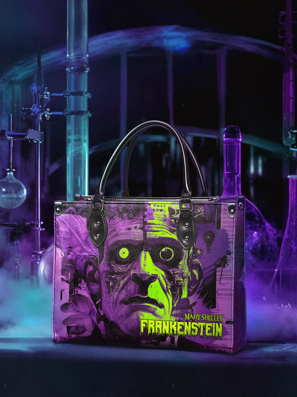 "Frankenstein" Lablight Violet - Black Interior - Leather Handbag - FALL DEAL