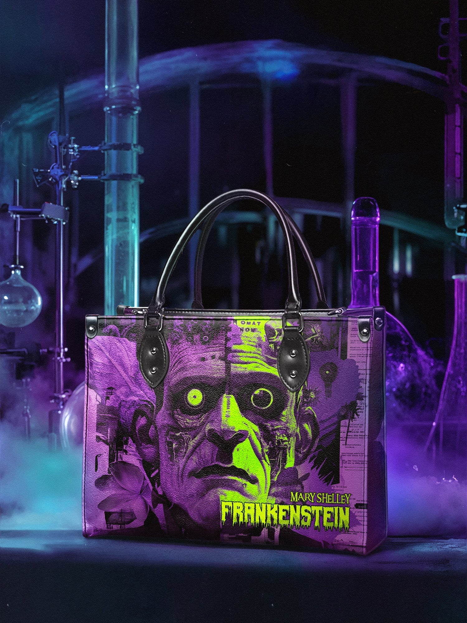 "Frankenstein" Lablight Violet - Purple Interior - Leather Handbag