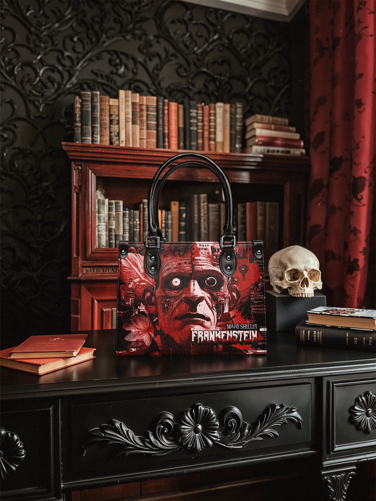 "Frankenstein" Heart Surge - Black Interior - Small Leather Handbag - FALL CLEARANCE DEAL