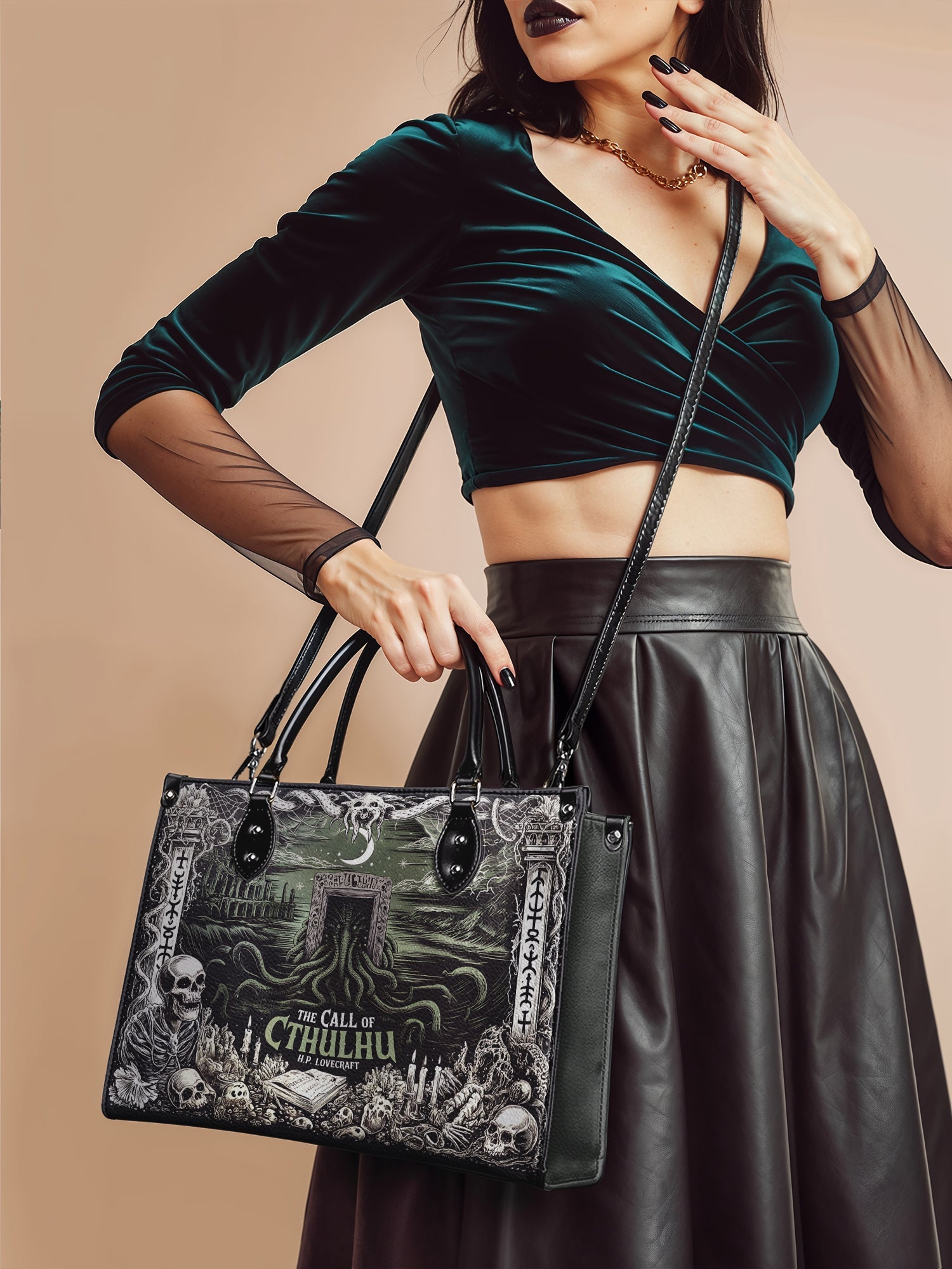 "The Call Of Cthulhu" - Brown Interior - Leather Handbag