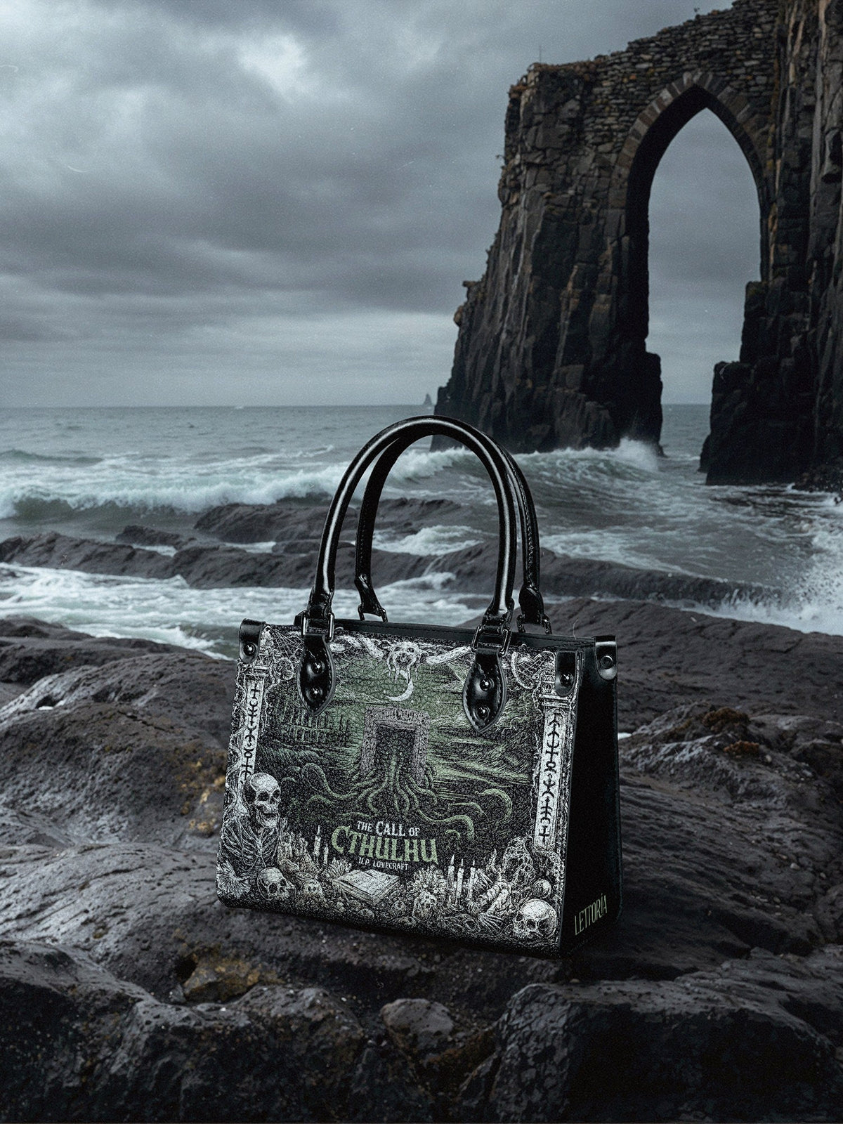 "The Call Of Cthulhu" - Black Interior - Small Leather Handbag - FALL DEAL