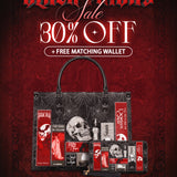 "The Codex of Gothic Tales" Black Widow’s Kiss Leather Handbag Deal