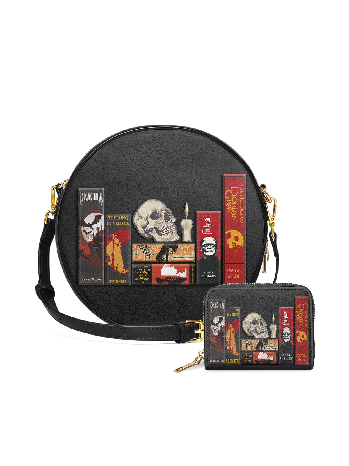 "The Codex of Gothic Tales" Deadlight Black Circle Crossbody Bag - NEVERMORE DEAL