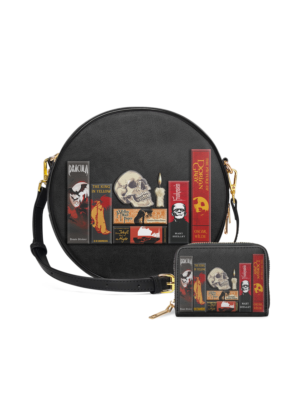 "The Codex of Gothic Tales" Deadlight Black Circle Crossbody Bag - NEVERMORE DEAL
