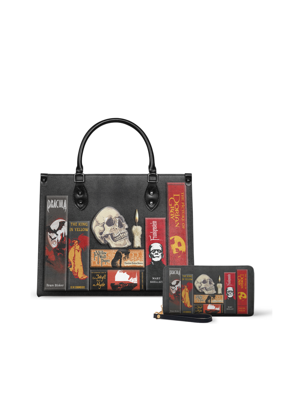 "The Codex of Gothic Tales" Deadlight Black Leather Handbag - EVERMORE DEAL
