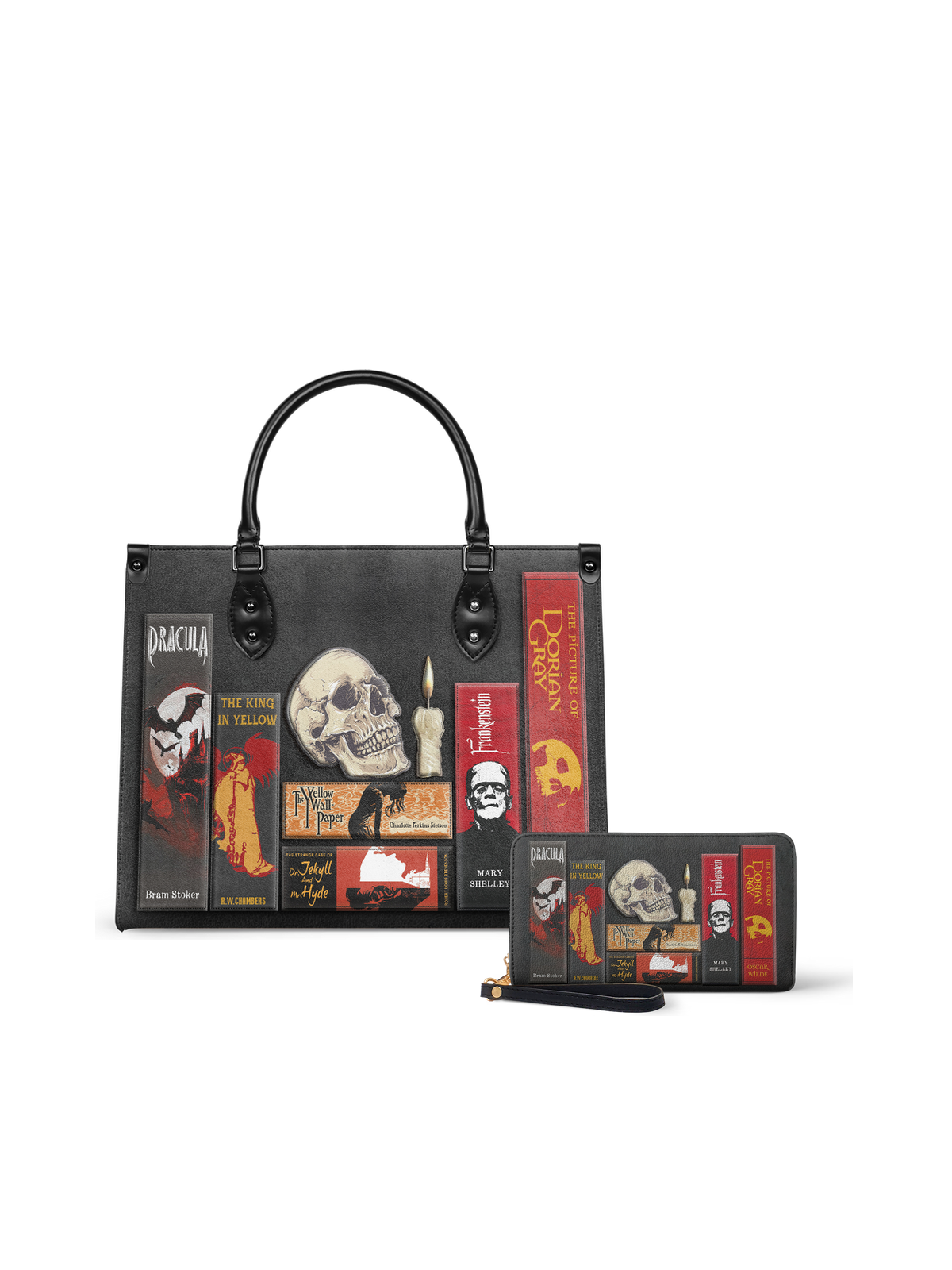 "The Codex of Gothic Tales" Deadlight Black Leather Handbag - EVERMORE DEAL