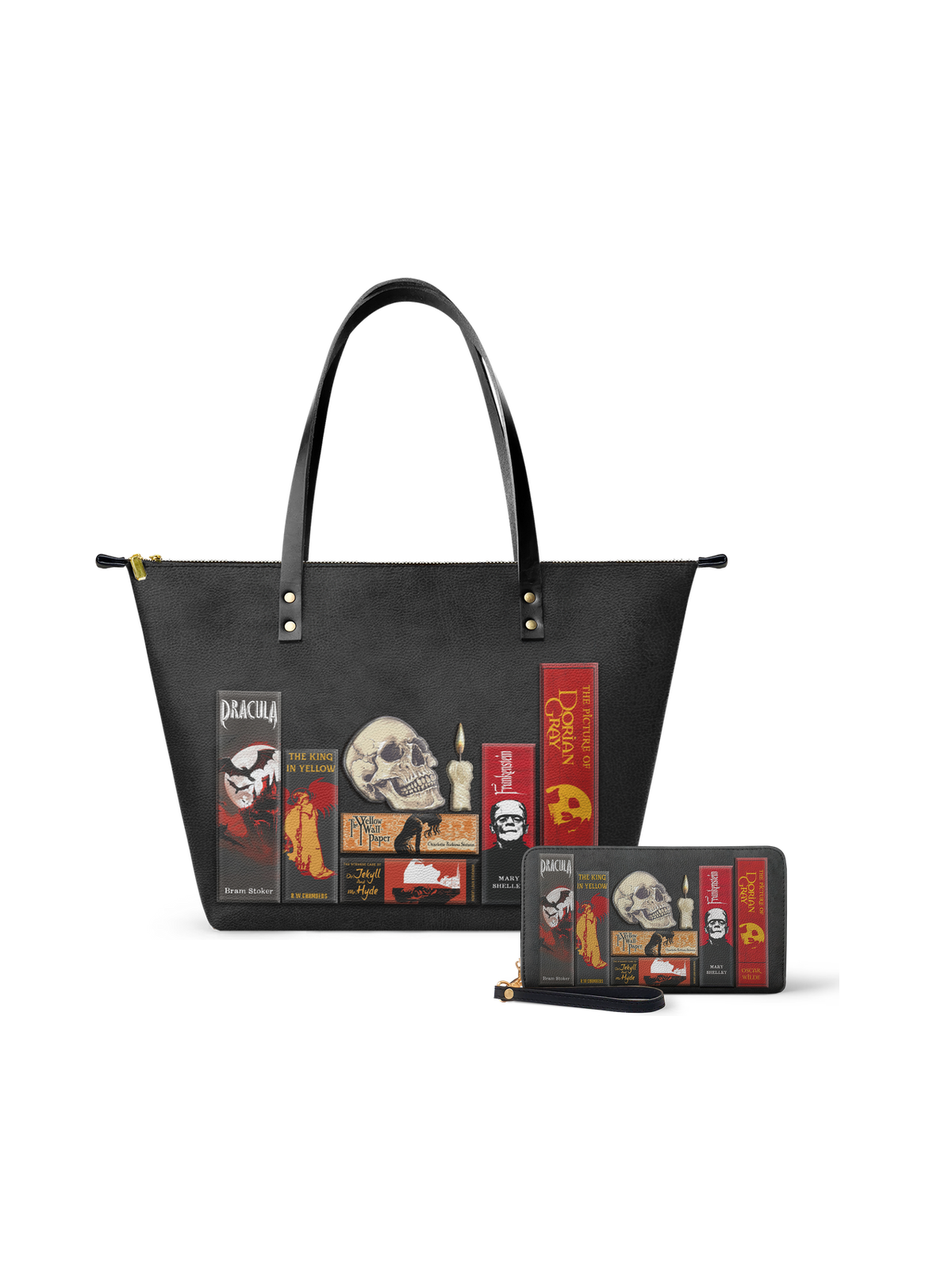 "The Codex of Gothic Tales" Deadlight Black Leather Tote Bag - EVERMORE DEAL