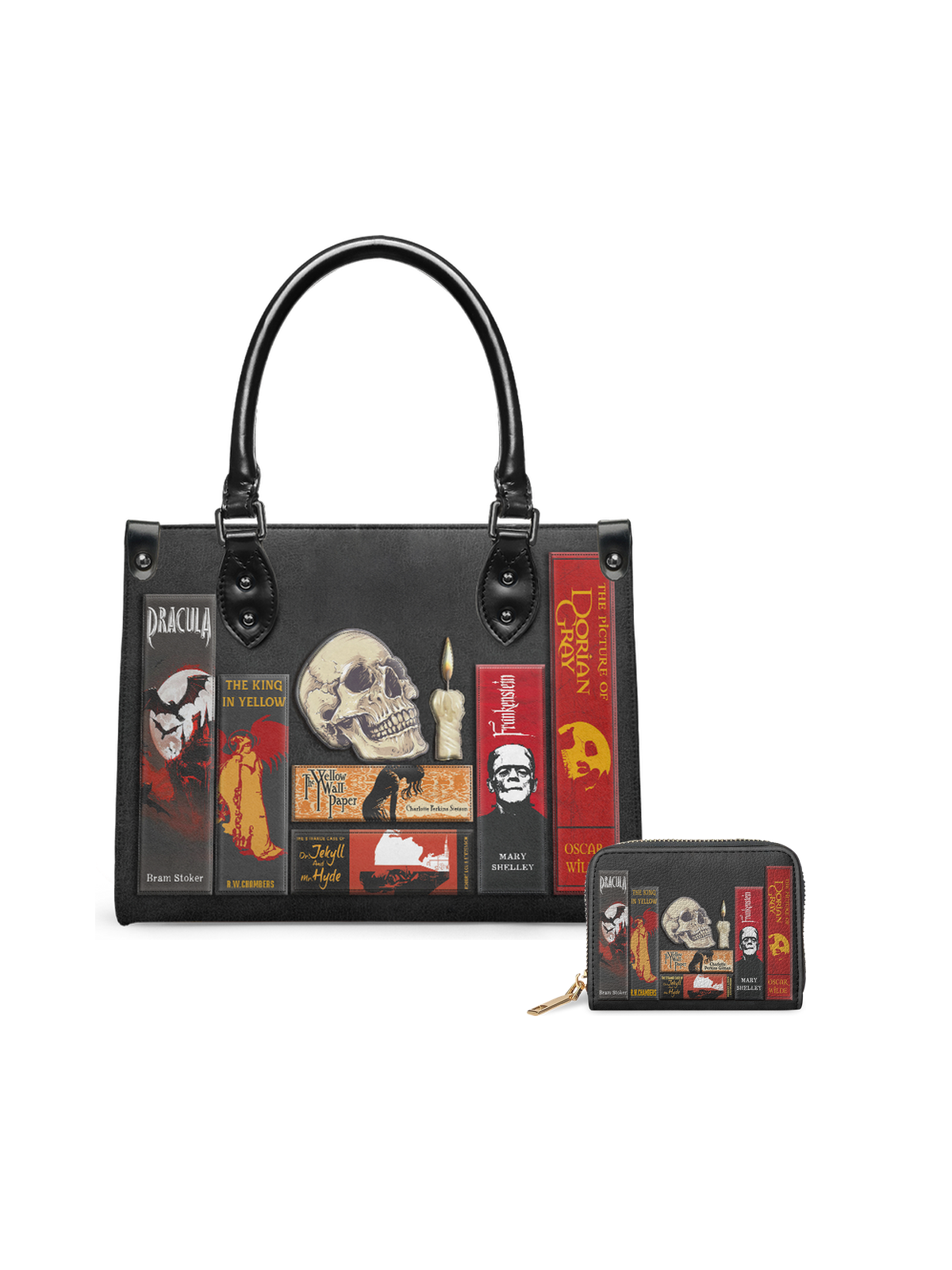 "The Codex of Gothic Tales" Deadlight Black Small Leather Handbag - NEVERMORE DEAL