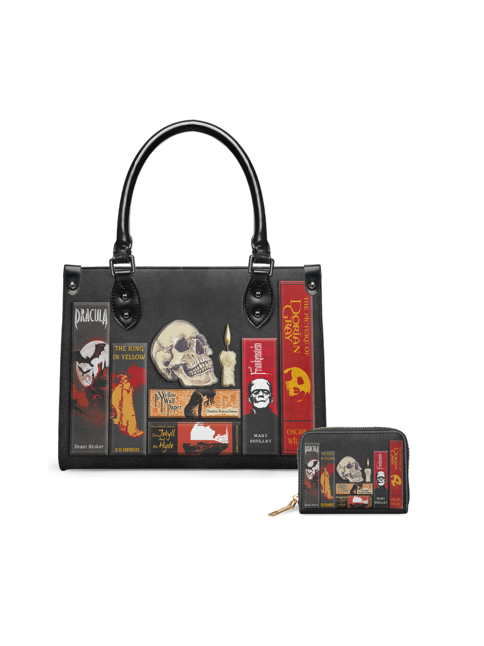 "The Codex of Gothic Tales" Deadlight Black Small Leather Handbag - NEVERMORE DEAL