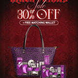 "The Codex of Gothic Tales" Violet Echo Leather Tote Bag Deal