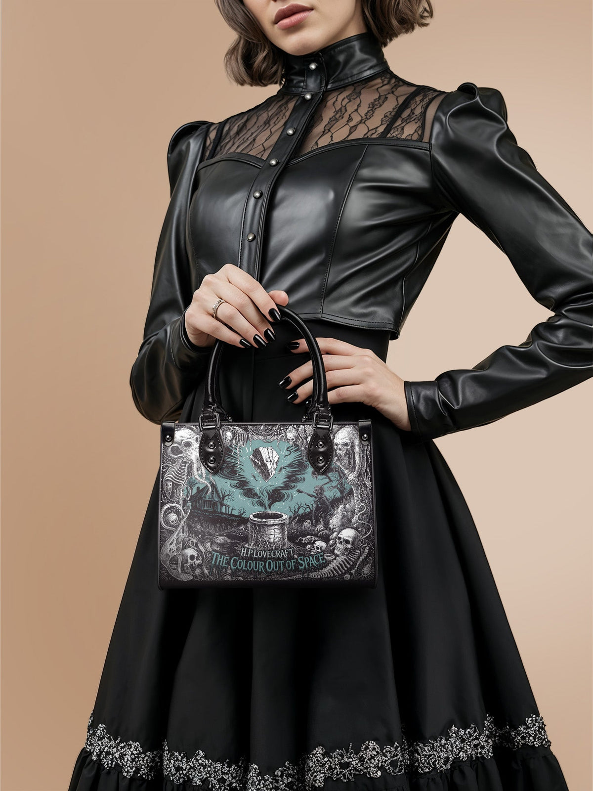 "The Colour Out Of Space" - Black Interior - Small Leather Handbag - NEVERMORE DEAL