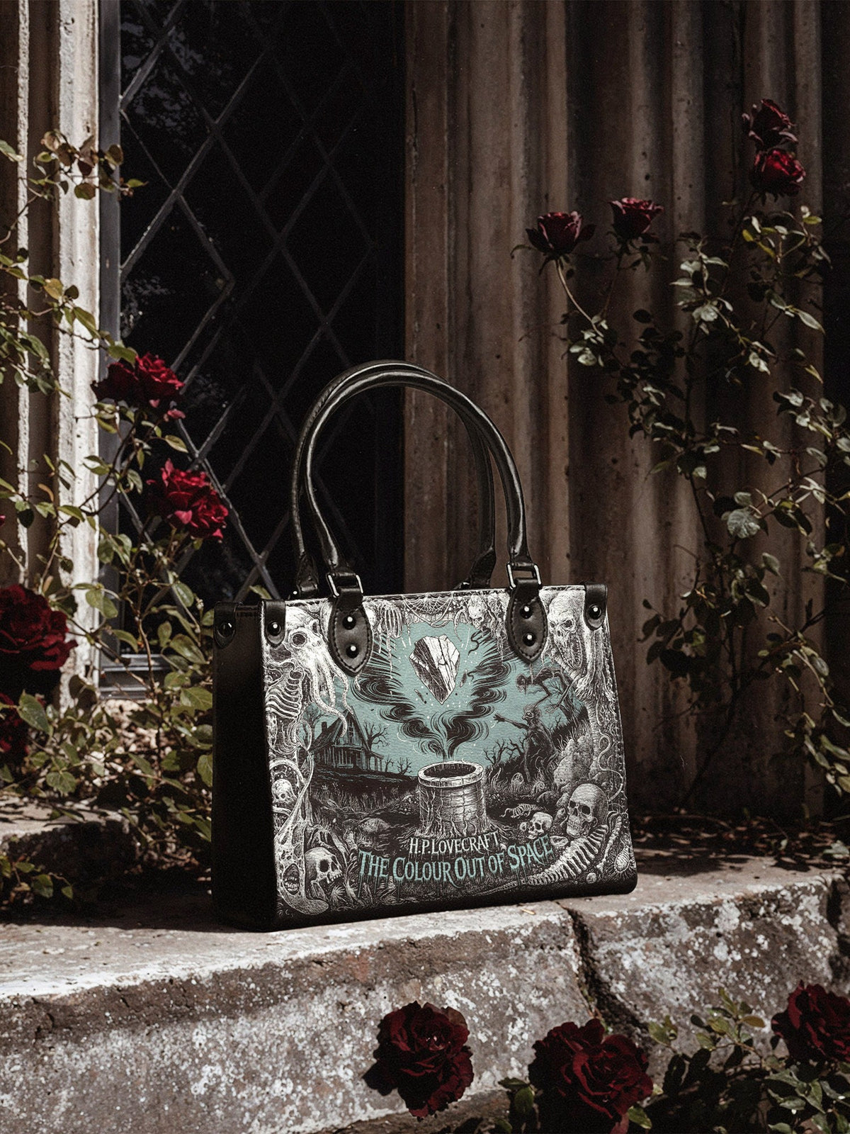 "The Colour Out Of Space" - Black Interior - Small Leather Handbag - NEVERMORE DEAL