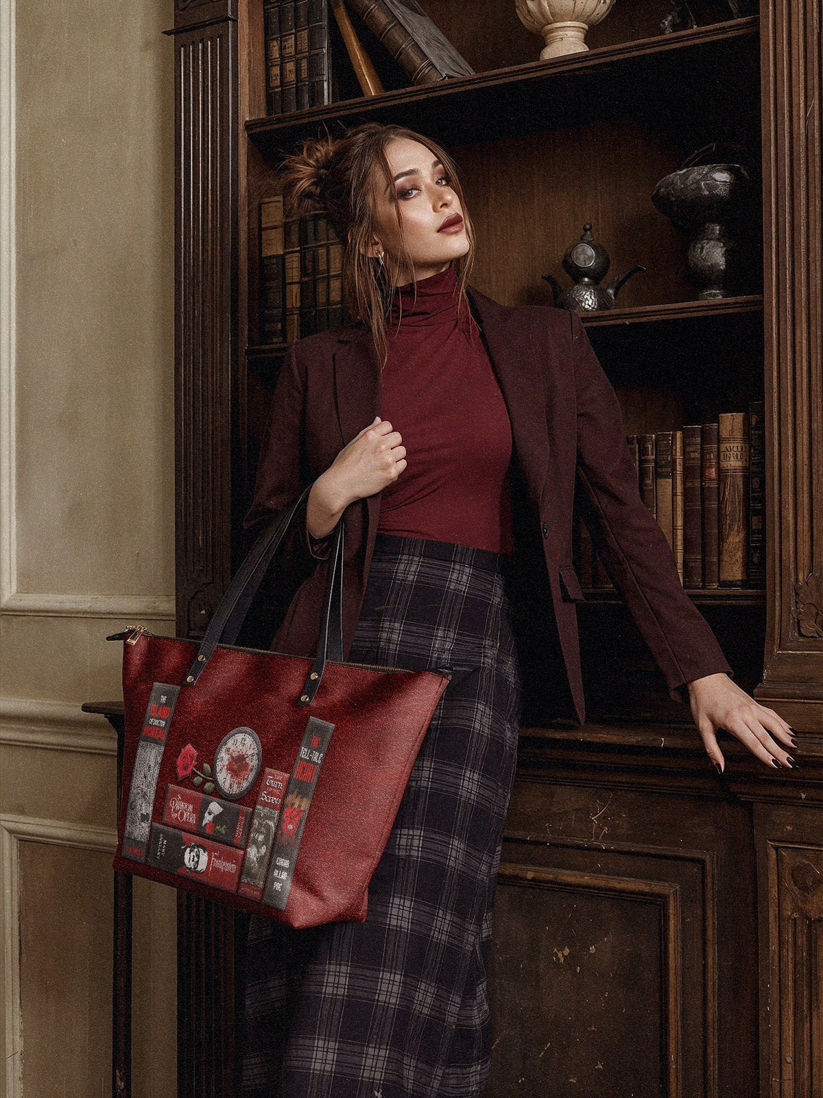 "The Crimson Codex" Leather Tote Bag - FALL DEAL