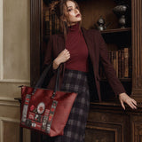 "The Crimson Codex" Leather Tote Bag Matching Set - CLEAROUT