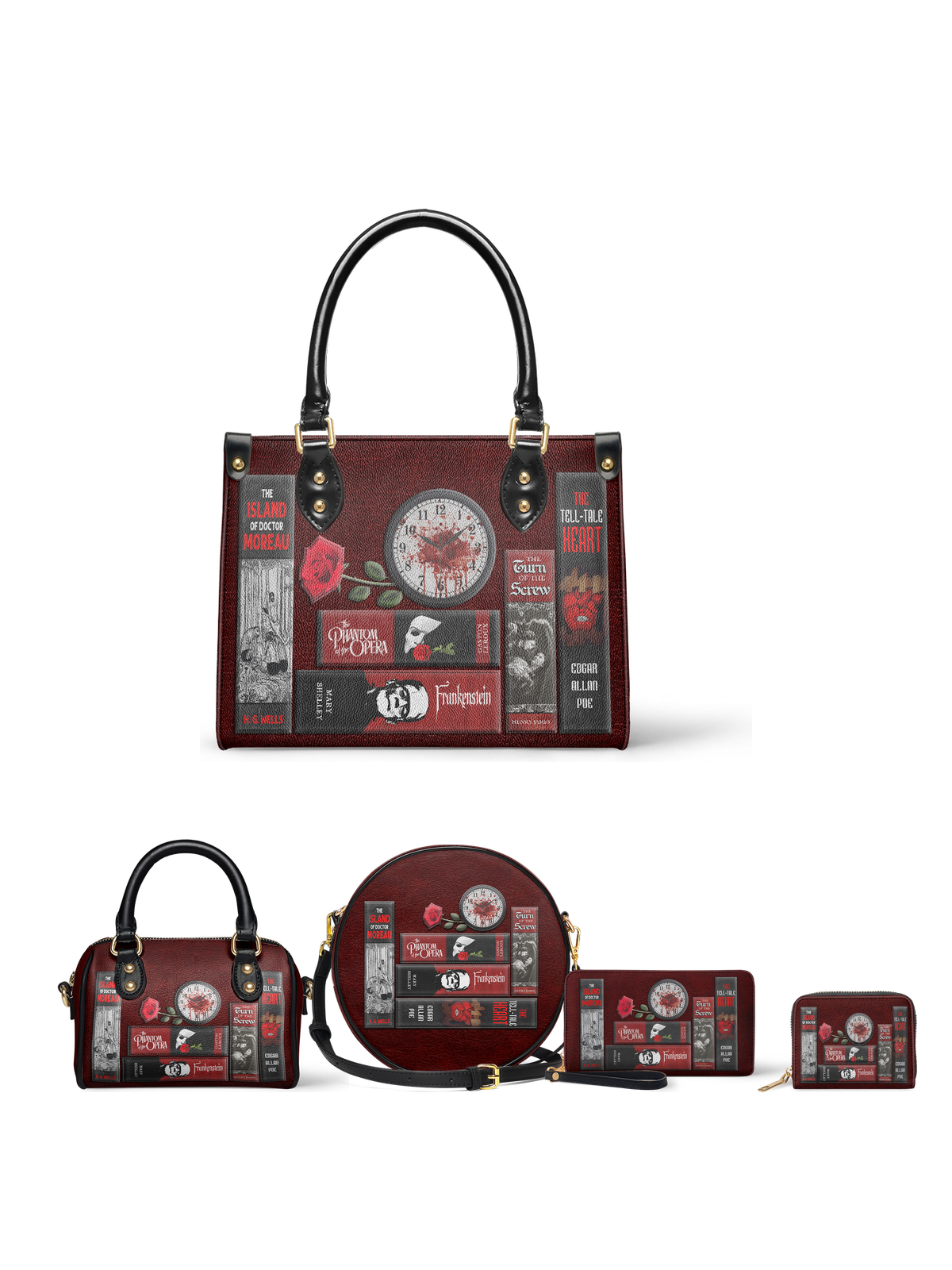 "The Crimson Codex" The Signature Trio Bundle (Small Leather Handbag) - EVERMORE DEAL