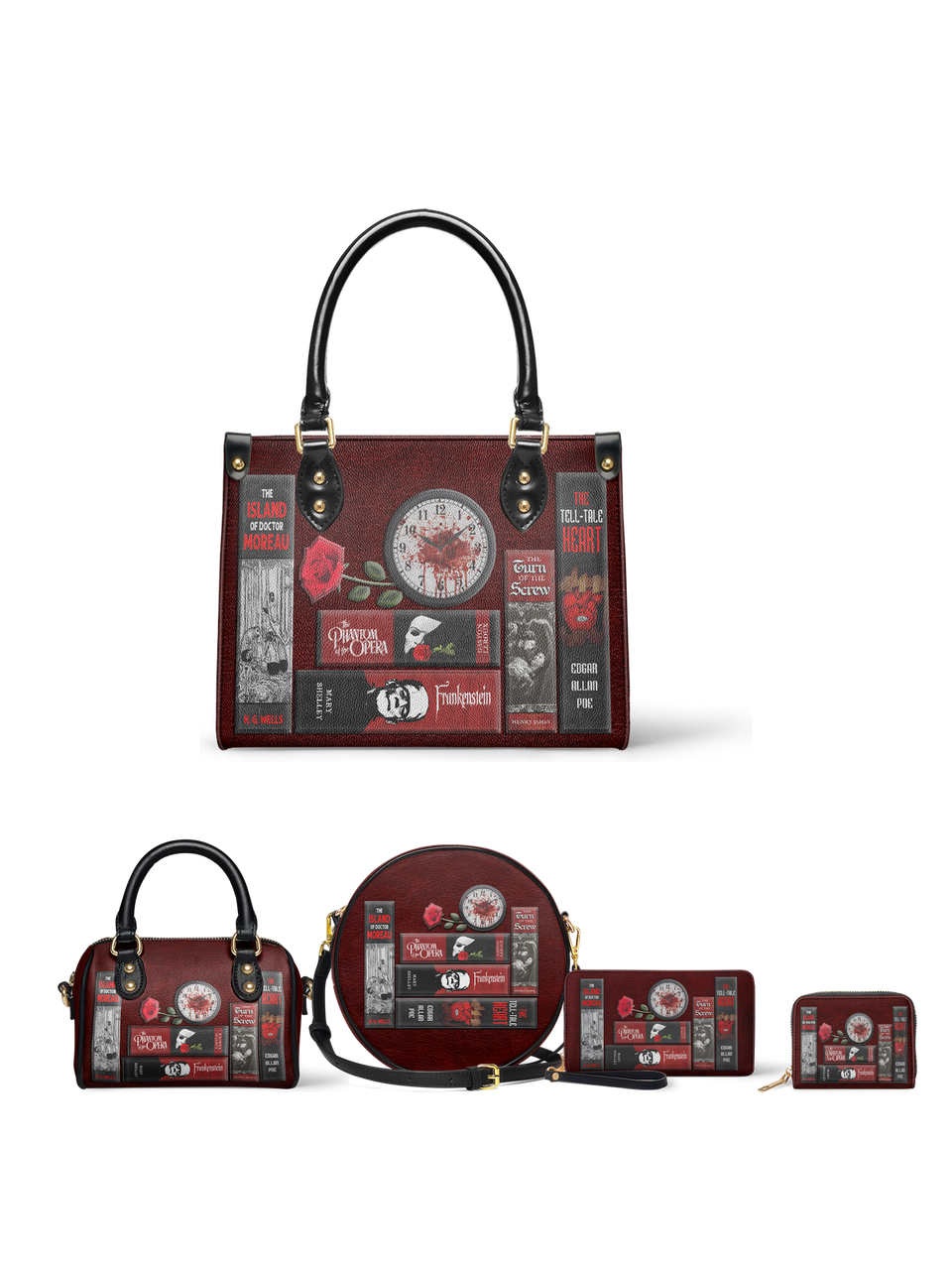 "The Crimson Codex" The Signature Trio Bundle (Small Leather Handbag) - EVERMORE DEAL