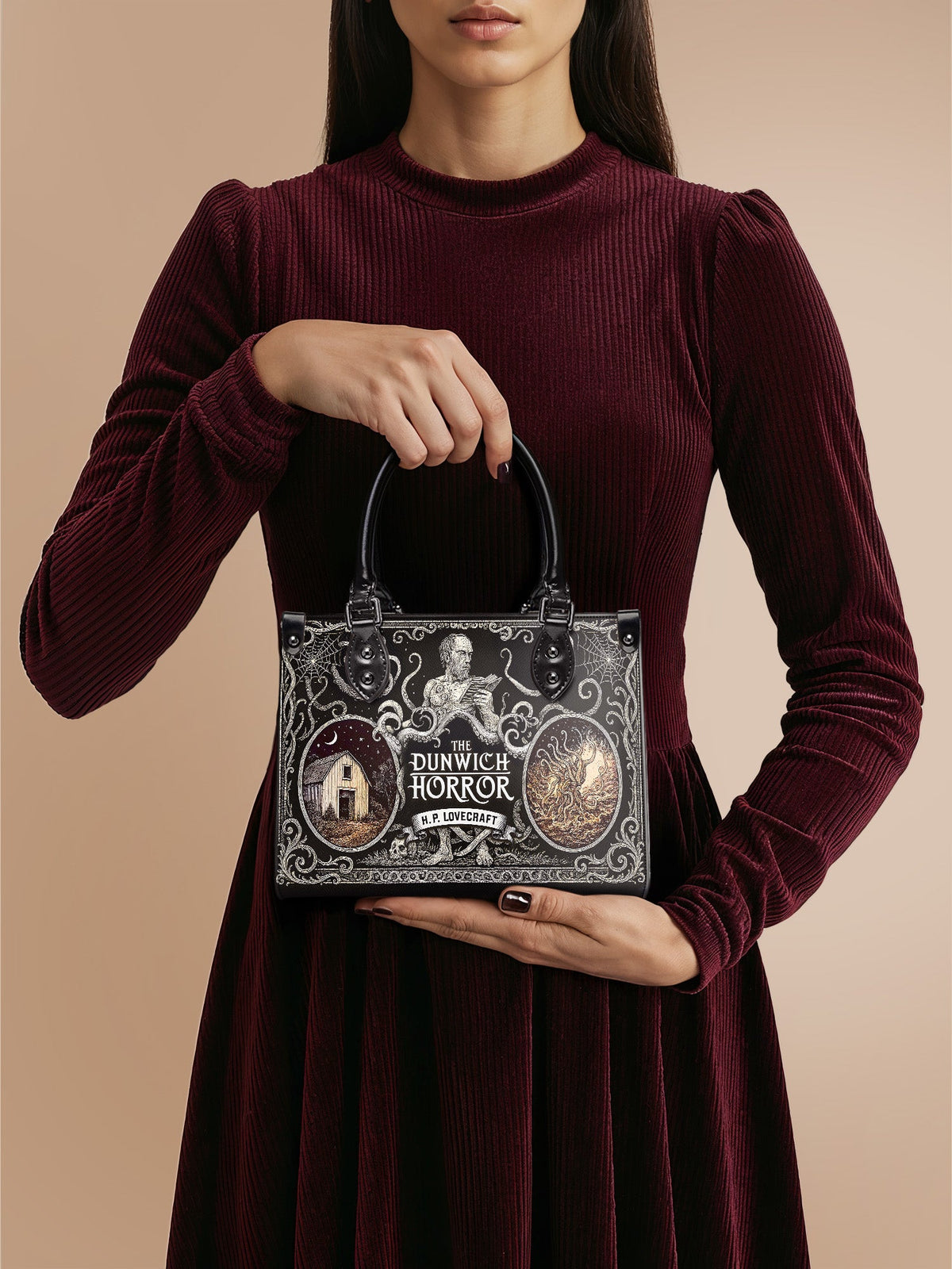 "The Dunwich Horror" - Black Interior - Small Leather Handbag - NEVERMORE DEAL