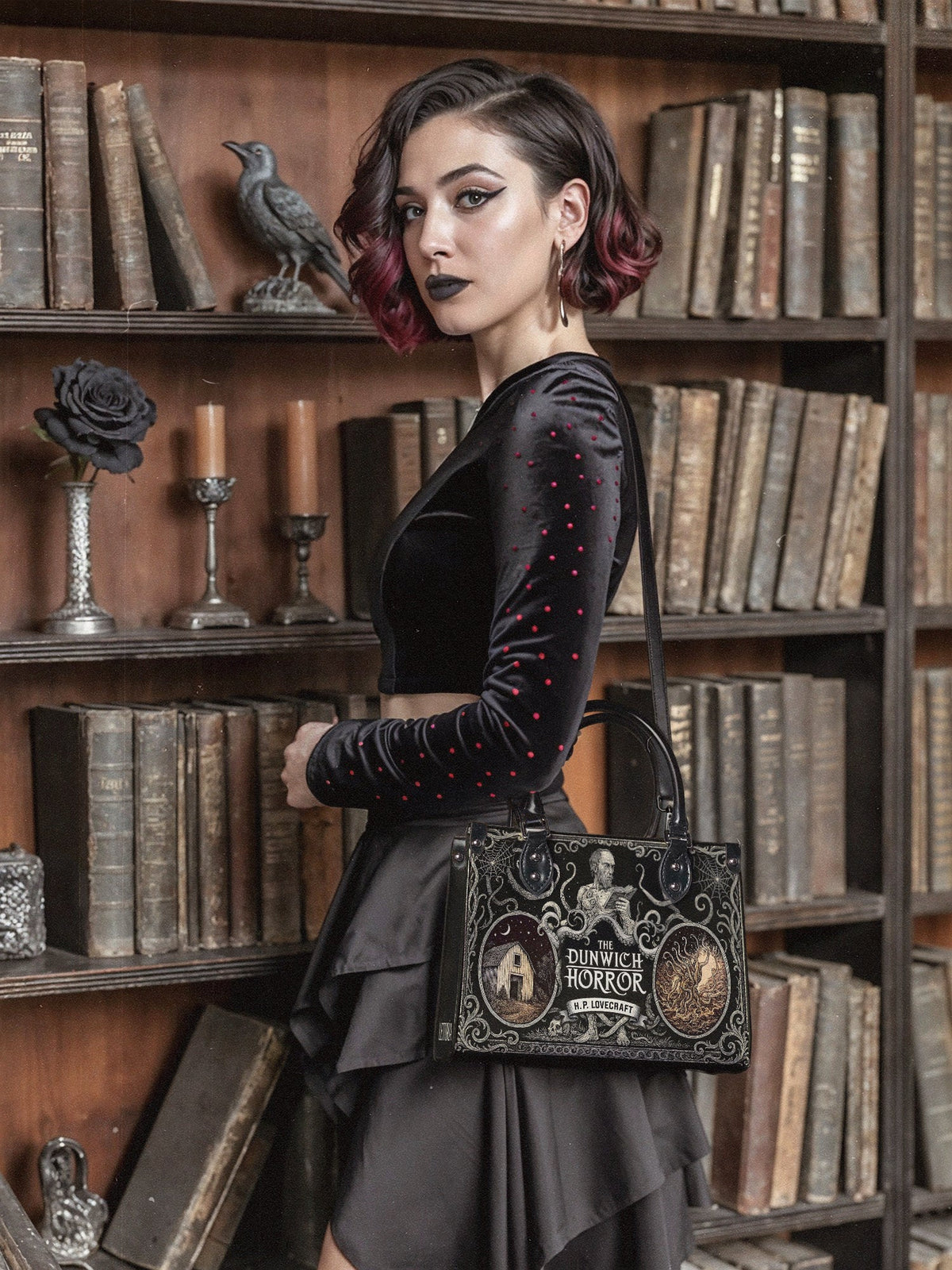 "The Dunwich Horror" - Black Interior - Small Leather Handbag - NEVERMORE DEAL