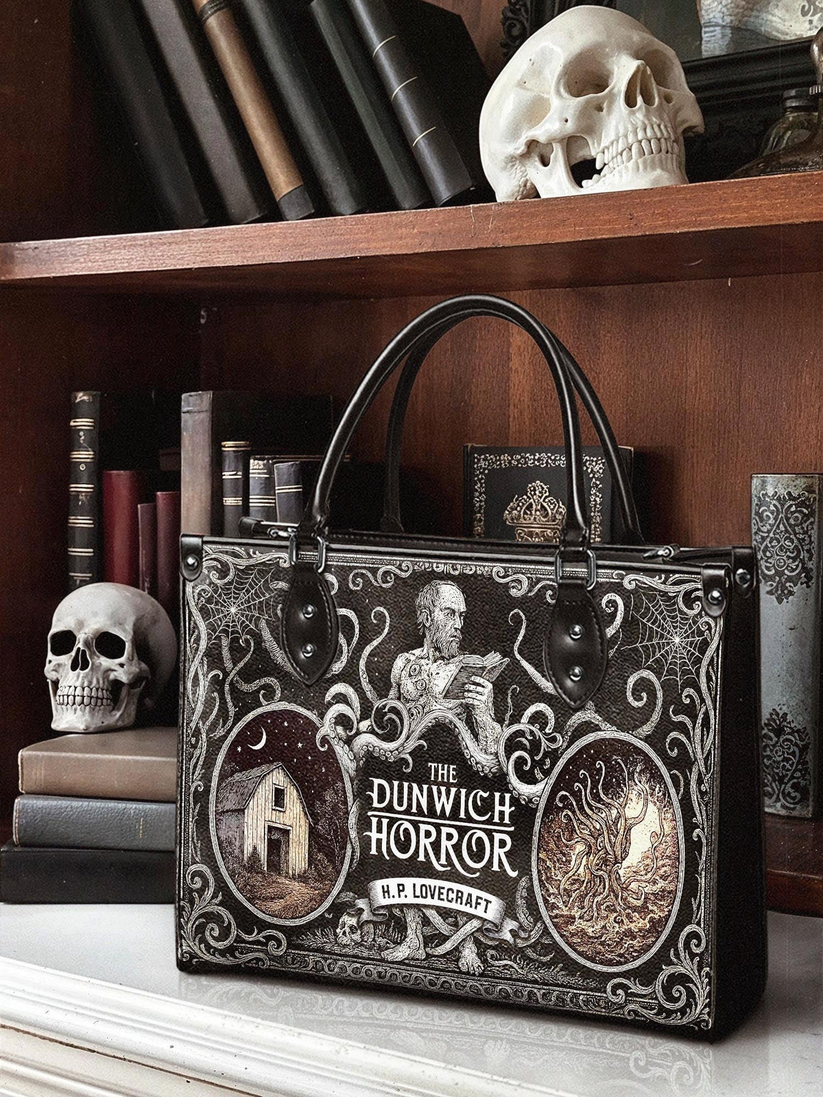 "The Dunwich Horror" - Black Interior - Leather Handbag Matching Set - FALL DEAL