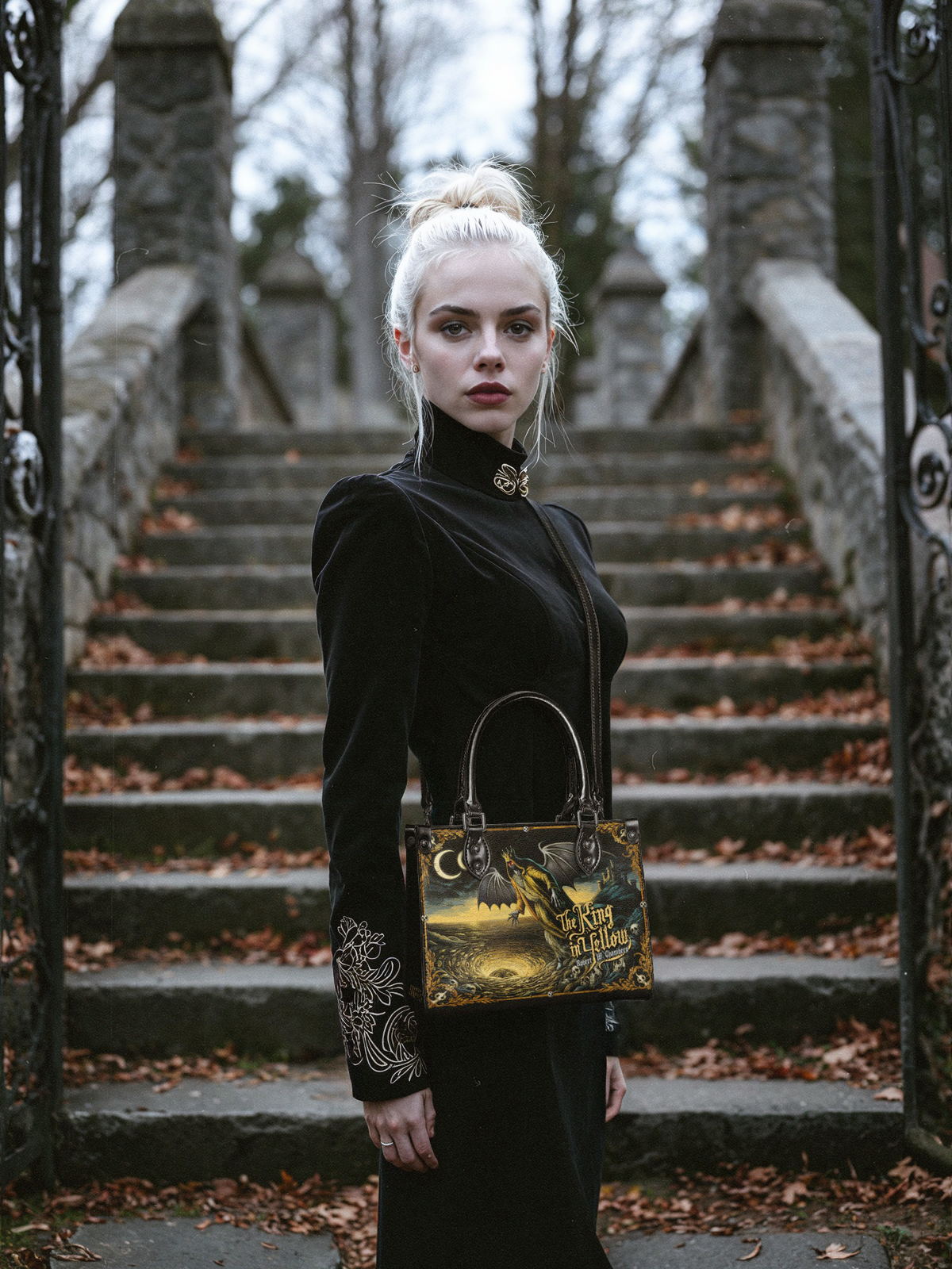 "The King In Yellow" - Black Interior - Small Leather Handbag - NEVERMORE DEAL