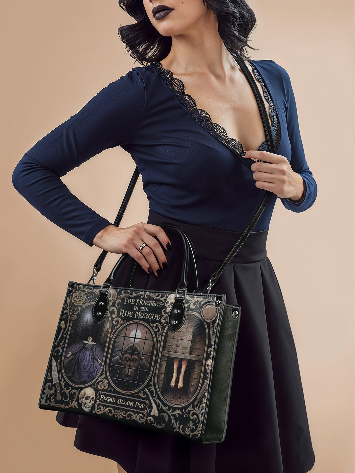 "The Murders In The Rue Morgue" - Brown Interior - Leather Handbag