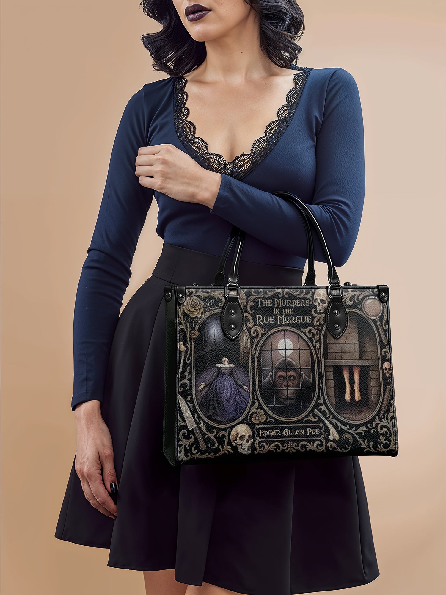 "The Murders In The Rue Morgue" - Brown Interior - Leather Handbag