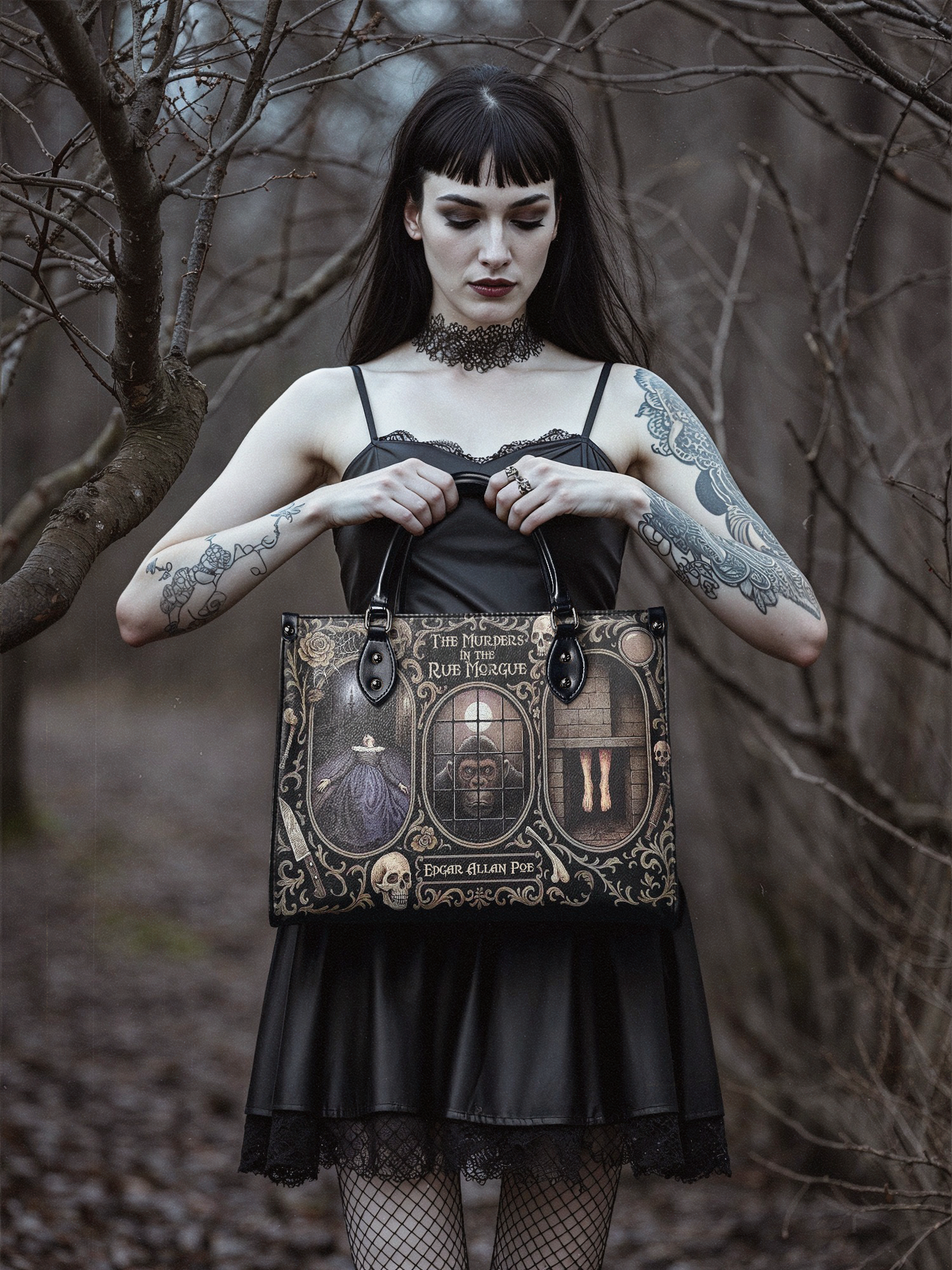 "The Murders In The Rue Morgue" - Brown Interior - Leather Handbag