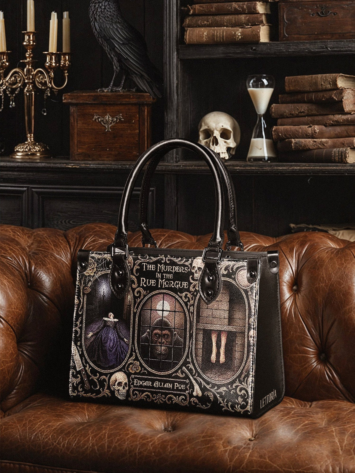 "The Murders In The Rue Morgue" Small Leather Handbag - EVERMORE DEAL