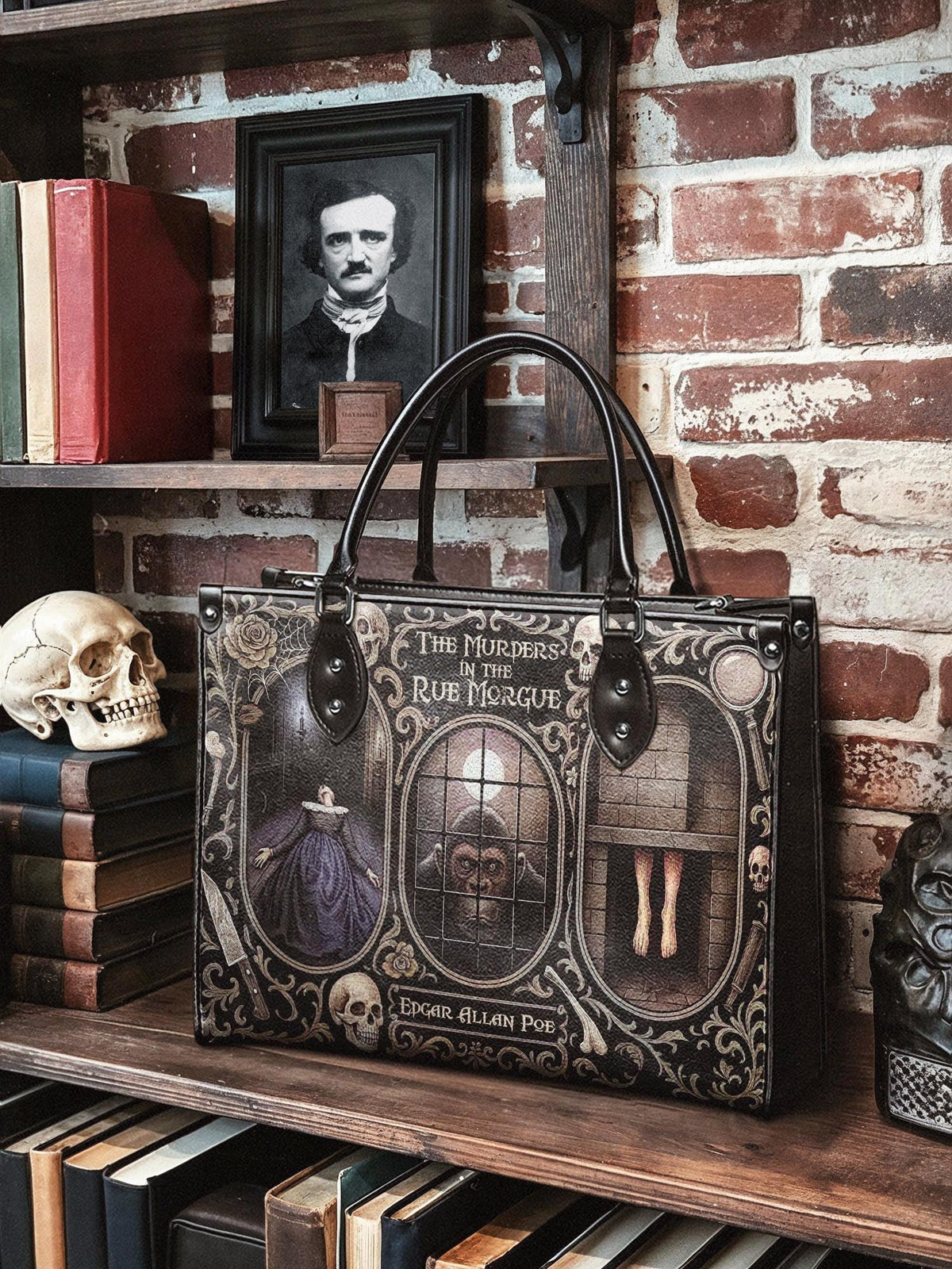 "The Murders In The Rue Morgue" - Brown Interior - Leather Handbag