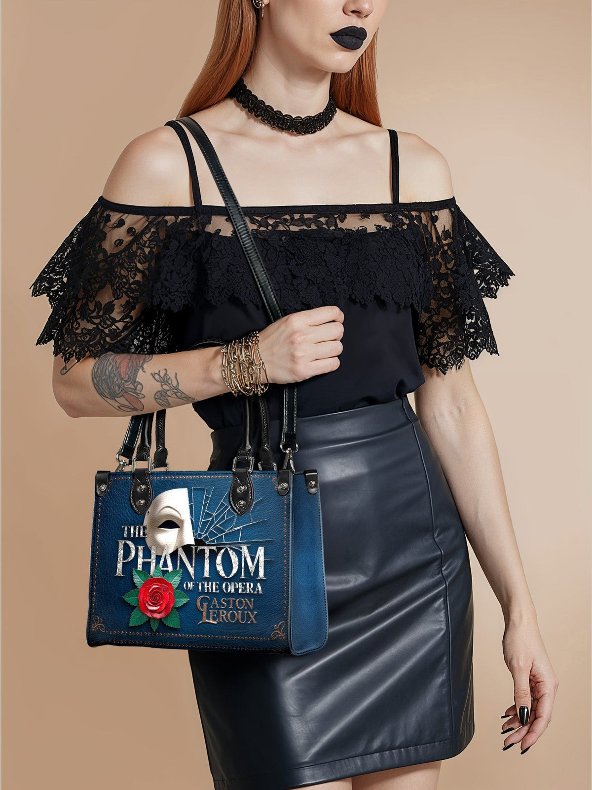 "The Phantom Of The Opera" - Black Interior - Small Leather Handbag - FALL DEAL