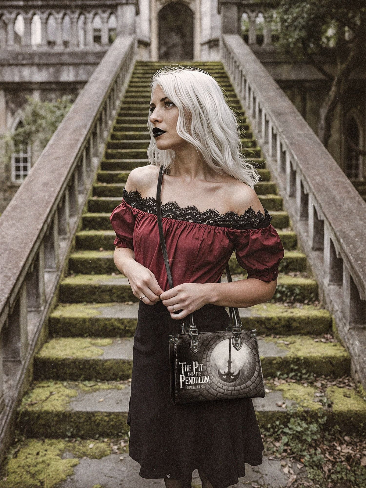 "The Pit And The Pendulum" - Black Interior - Small Leather Handbag - EVERMORE DEAL