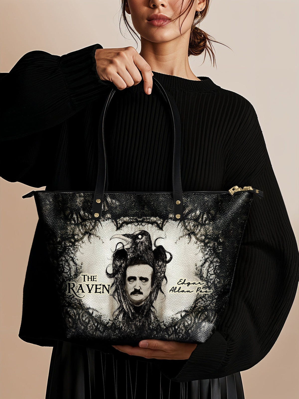 "The Raven" Leather Tote Bag - EVERMORE DEAL