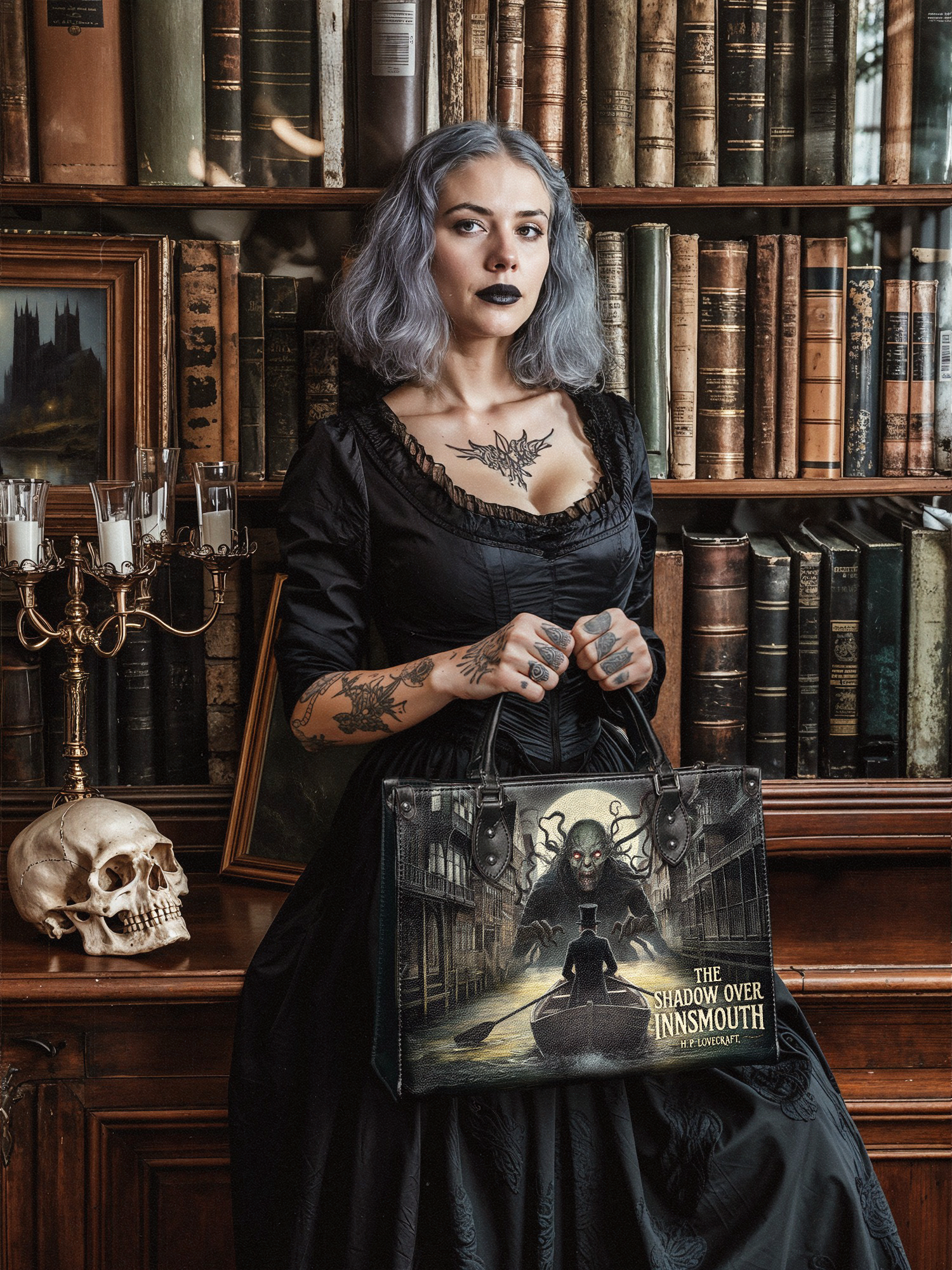 "The Shadow Over Innsmouth" - Black Interior - Leather Handbag - NEW WORKSHOP SALE