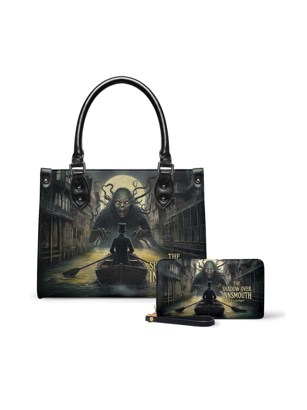 "The Shadow Over Innsmouth" Small Leather Handbag - NEVERMORE DEAL
