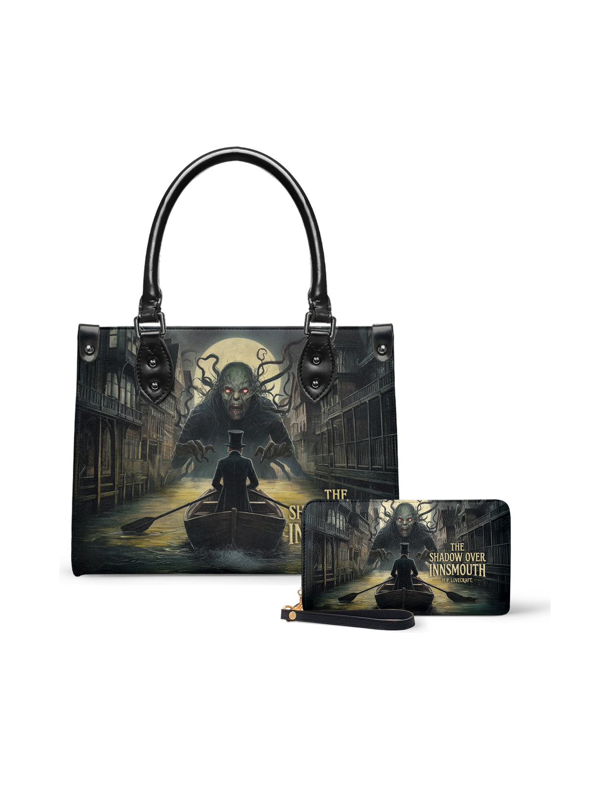 "The Shadow Over Innsmouth" Small Leather Handbag - NEVERMORE DEAL