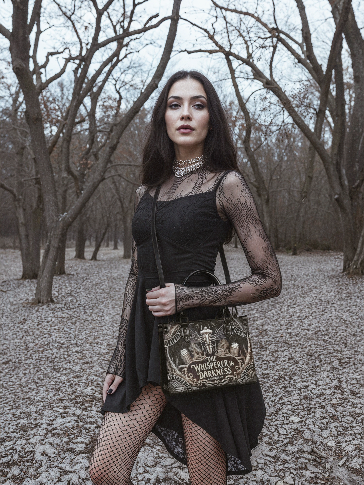 "The Whisperer In Darkness" - Black Interior - Small Leather Handbag - NEVERMORE DEAL