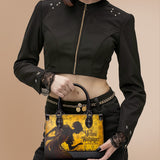 "The Yellow Wallpaper" - Black Interior - Small Leather Handbag - CLEAROUT