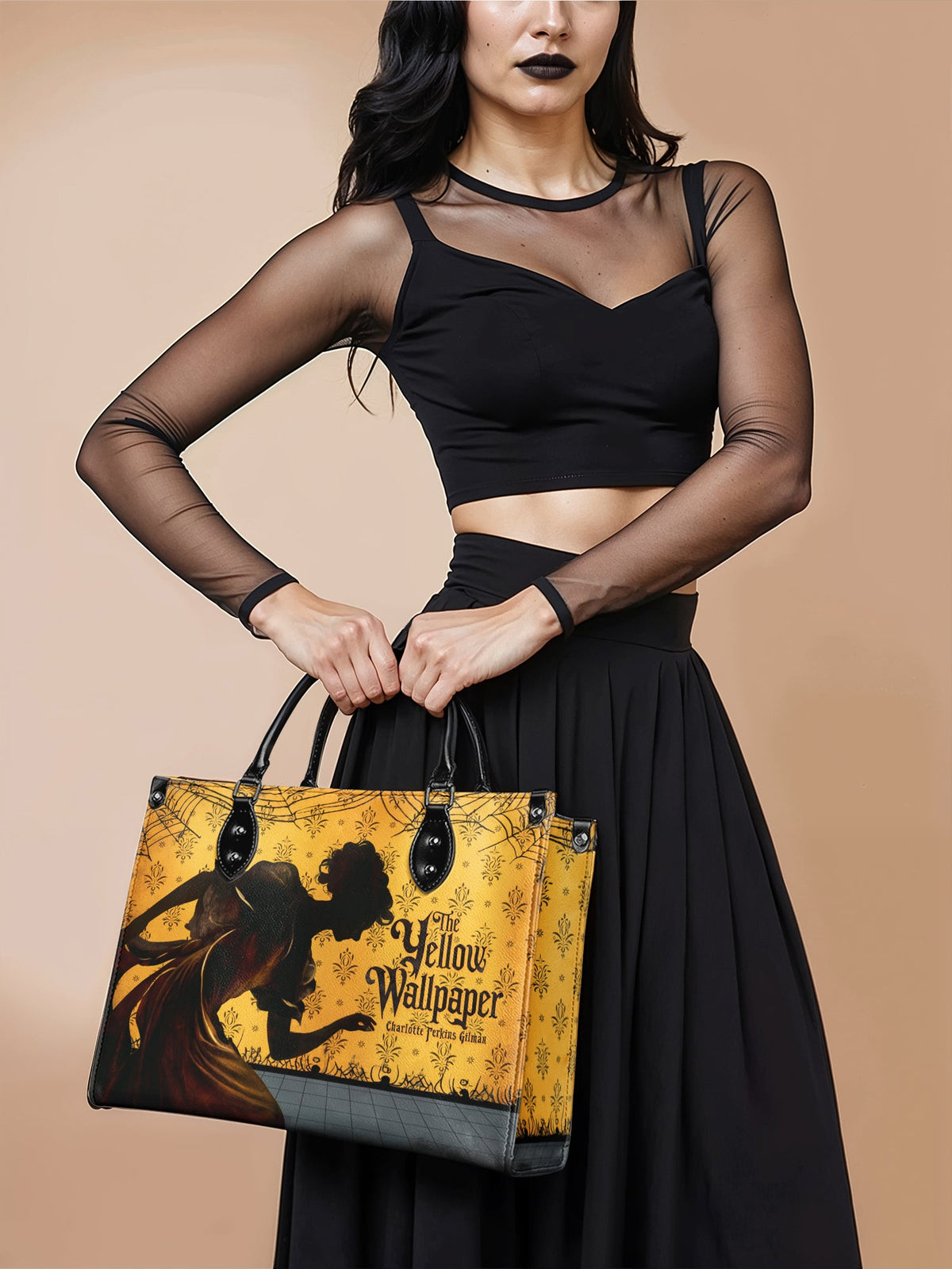 "The Yellow Wallpaper" - Brown Interior - Leather Handbag