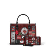 "The Crimson Codex" - Black Interior - Leather Handbag Matching Set - CLEAROUT