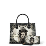 "The Raven" - Black Interior - Leather Handbag Matching Set - CLEAROUT