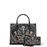 "The Whisperer In Darkness" - Black Interior - Leather Handbag Matching Set - CLEAROUT