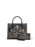 "The Whisperer In Darkness" - Black Interior - Leather Handbag Matching Set - FALL DEAL