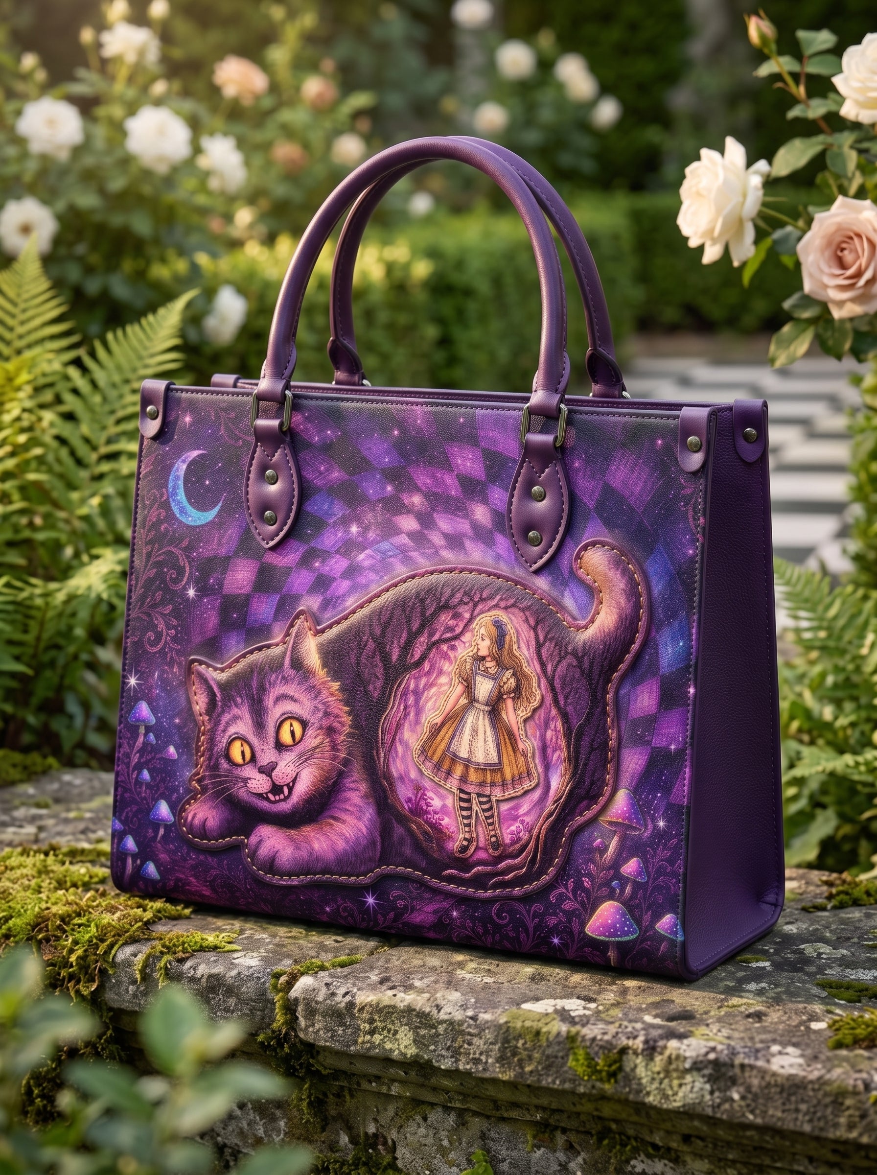 “We're All Mad Here” Applique Leather Handbag Pre-order