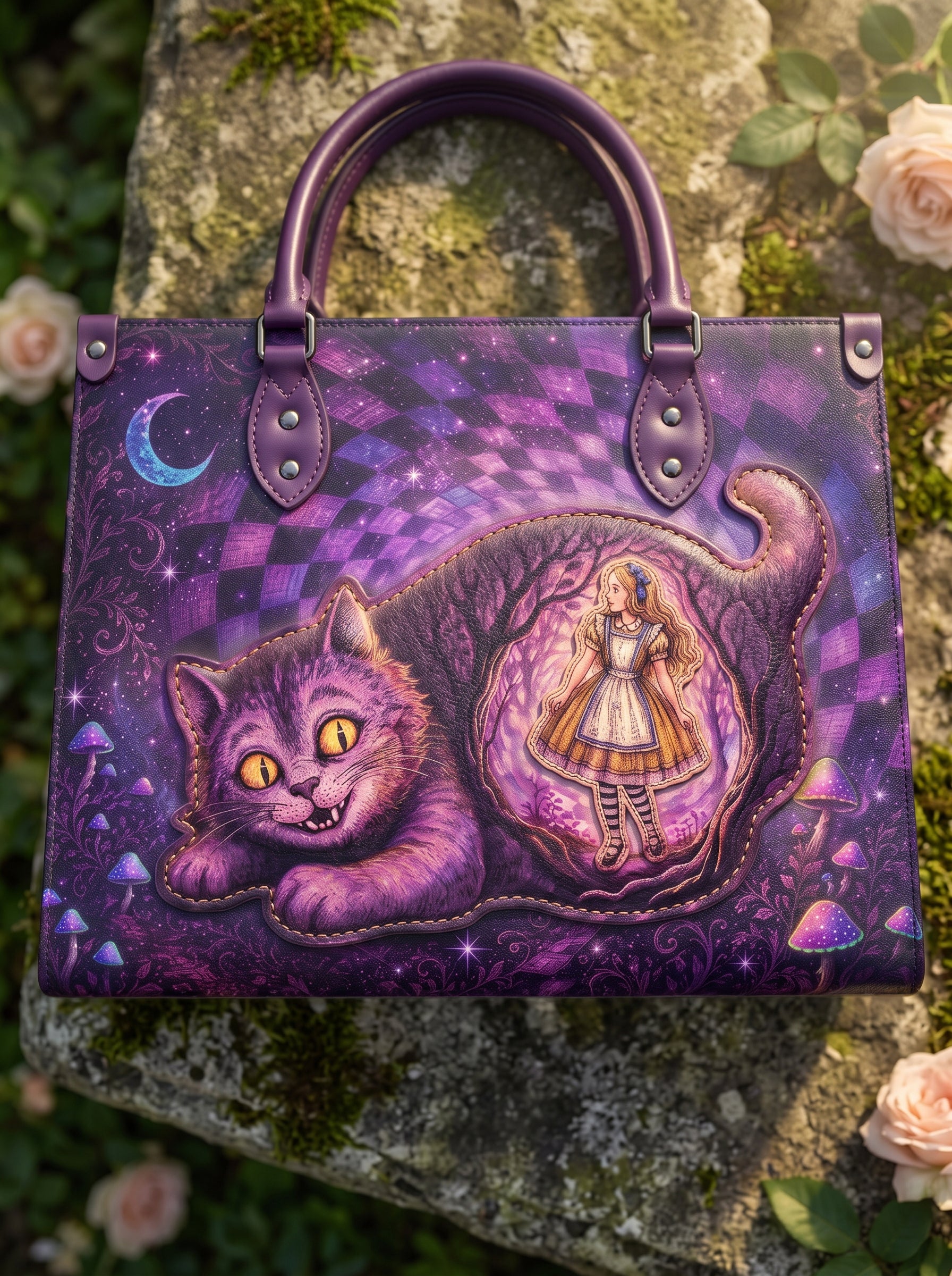 “We're All Mad Here” Applique Leather Handbag Pre-order